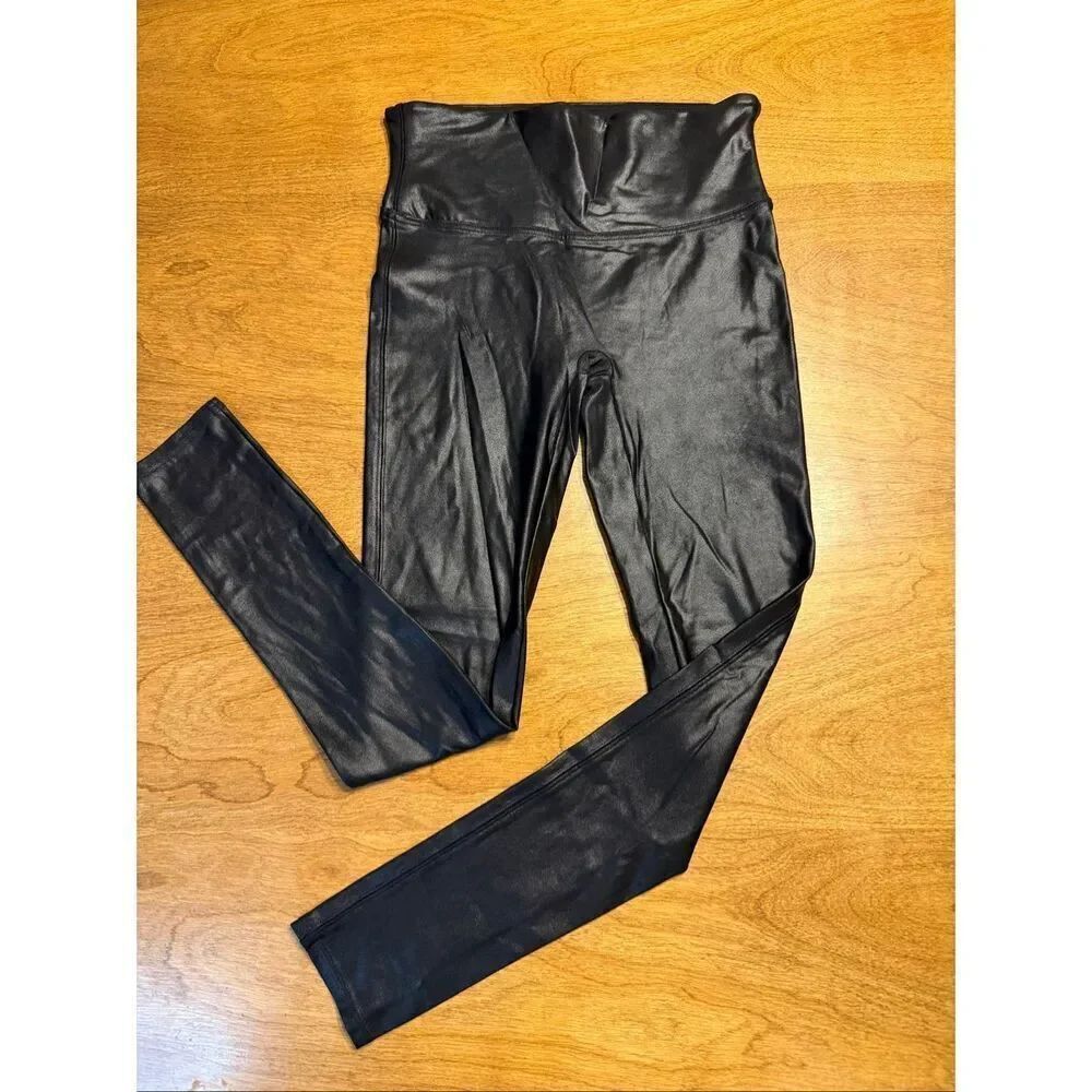 Spanx Women's High Rise Faux Leather Pull-on Leggings Black Medium NWOT
